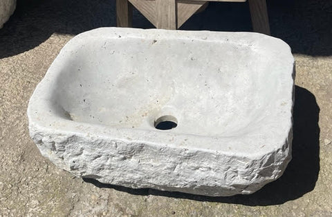 Lavabo de piedra travertino blanco