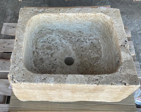 Lavabo de piedra travertino marrón